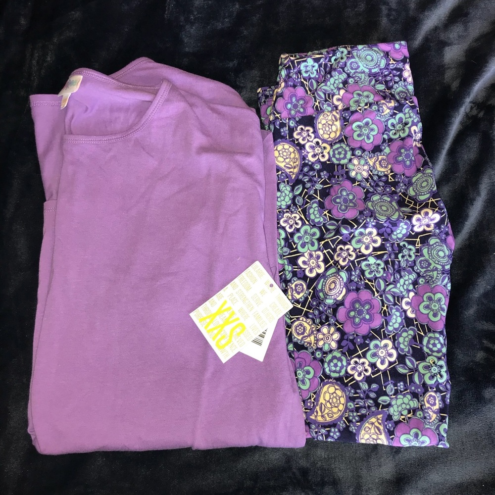 OS Leggings and XS Irma NWT purple floral